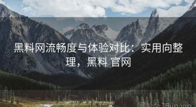 黑料网流畅度与体验对比：实用向整理，黑料 官网