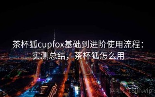 茶杯狐cupfox基础到进阶使用流程：实测总结，茶杯狐怎么用
