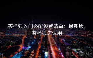 茶杯狐入门必配设置清单：最新版，茶杯狐怎么用