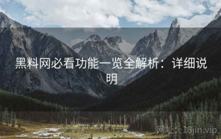 黑料网必看功能一览全解析：详细说明