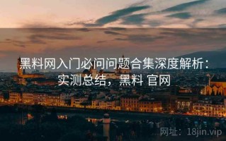黑料网入门必问问题合集深度解析：实测总结，黑料 官网