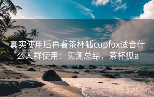 真实使用后再看茶杯狐cupfox适合什么人群使用：实测总结，茶杯狐a