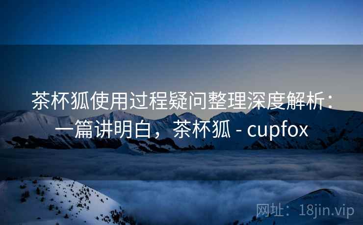 茶杯狐使用过程疑问整理深度解析：一篇讲明白，茶杯狐 - cupfox